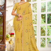 Laxmipati Zinal N-2106 Chiffon Yellow Saree