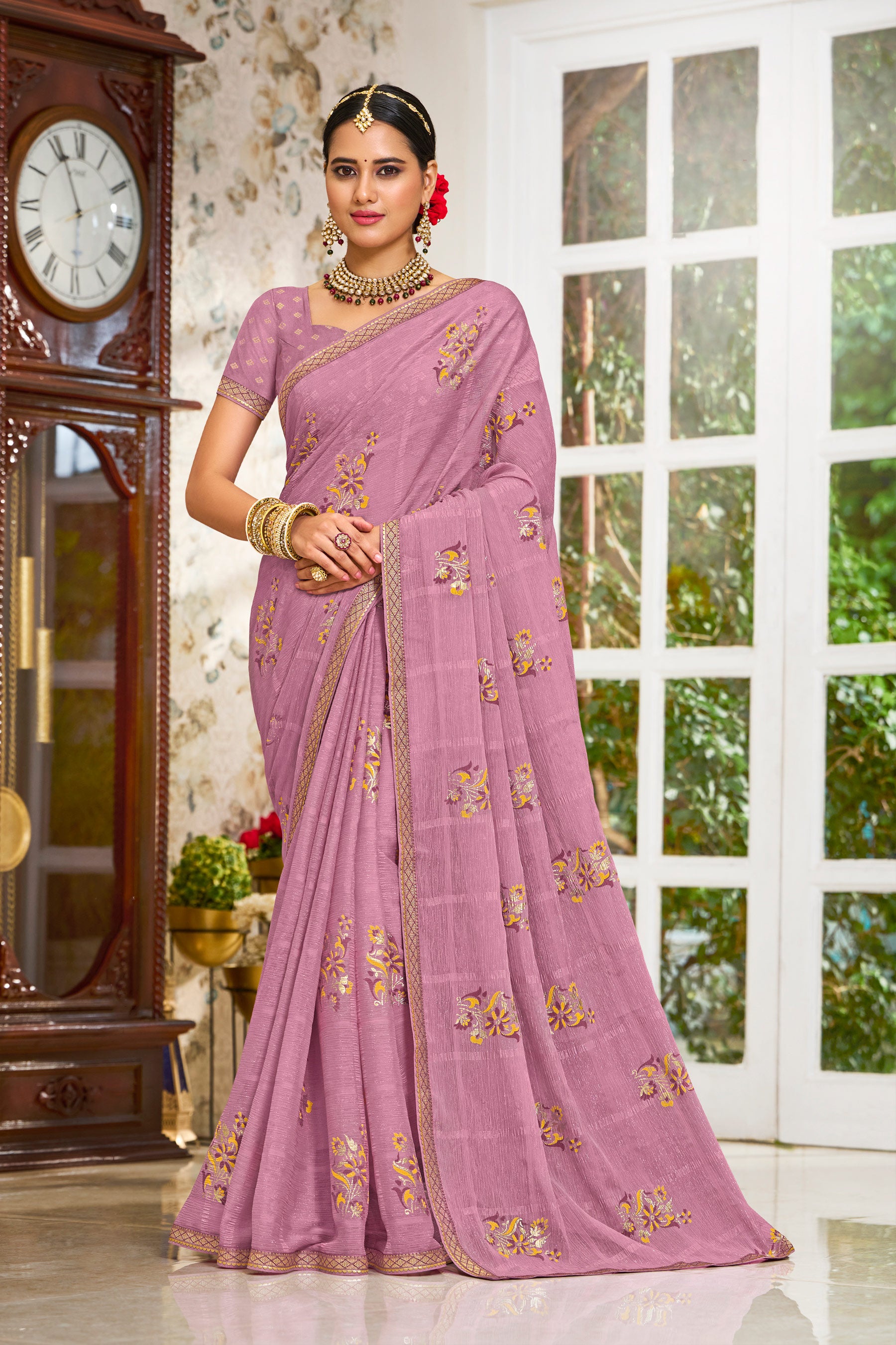 Laxmipati Zinal N-2109 Chiffon Mauve Saree