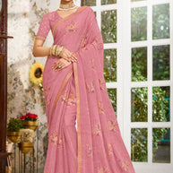 Laxmipati Zinal N-2112 Chiffon Pink Saree