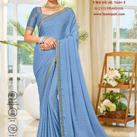 Laxmipati Ritika N-2113 Satin Chiffon Blue Saree
