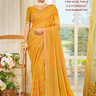 Laxmipati Ritika N-2115 Satin Chiffon Mustard Saree