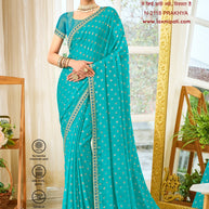 Laxmipati Ritika N-2118 Satin Chiffon Teal Green Saree