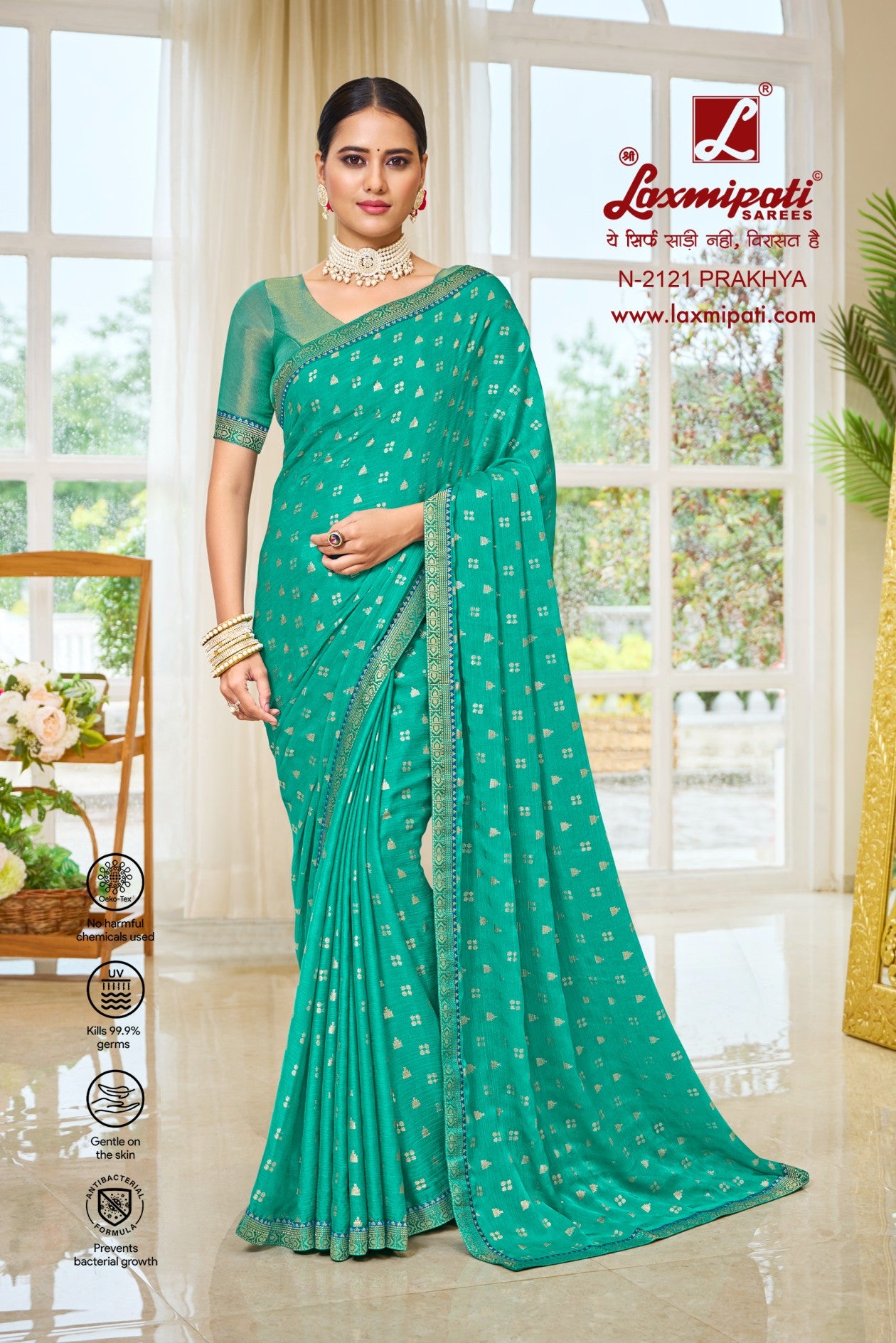 Laxmipati Ritika N-2121 Satin Chiffon Green Saree