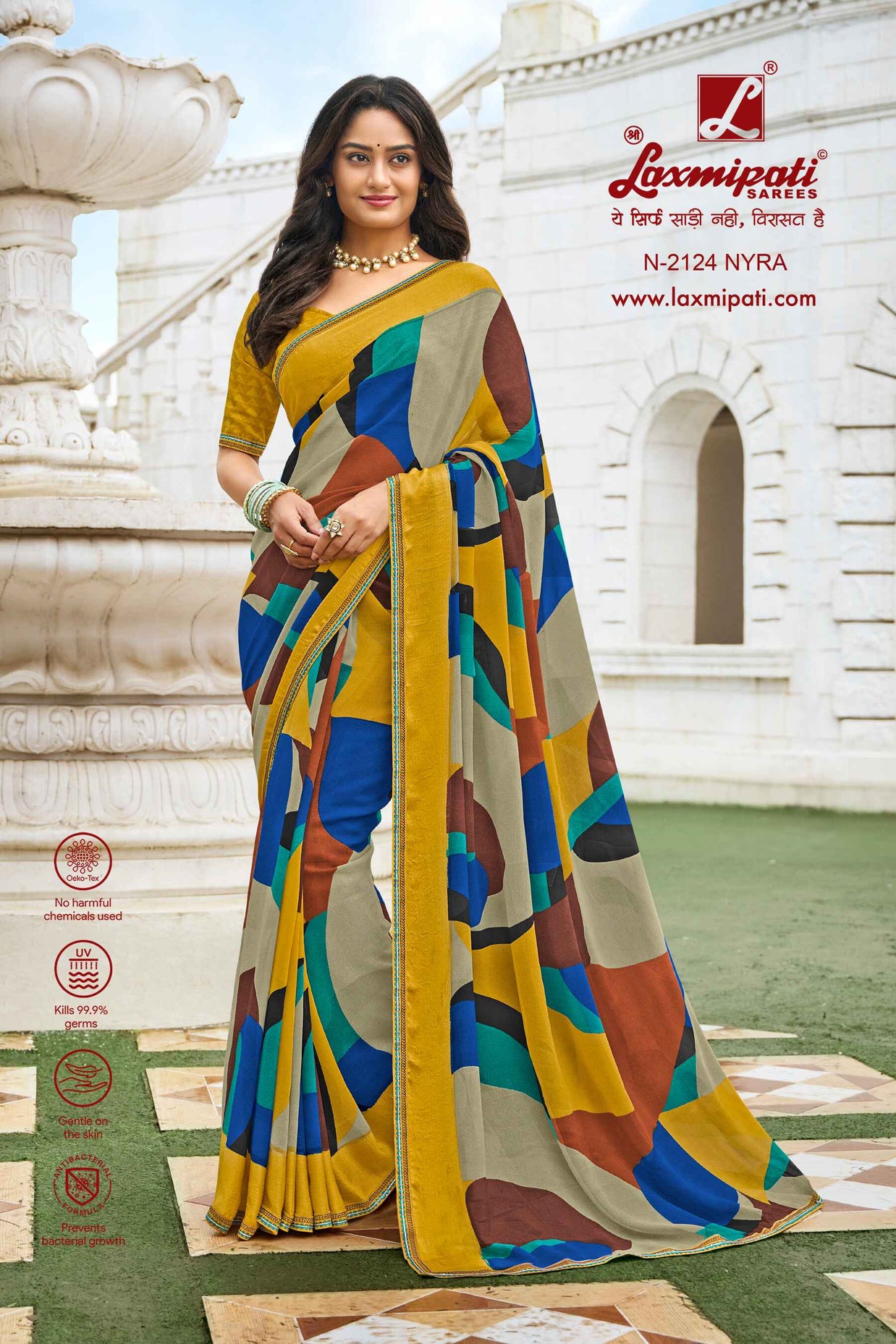 Laxmipati Diwani N-2124 Satin Patta Multicolor Saree
