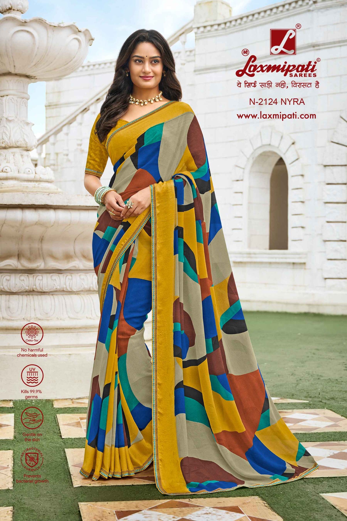 Laxmipati Diwani N-2124 Satin Patta Multicolor Saree