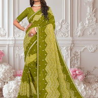 Plain chiffon saree