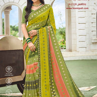 Laxmipati Diwani N-2128 Chiffon Green Saree