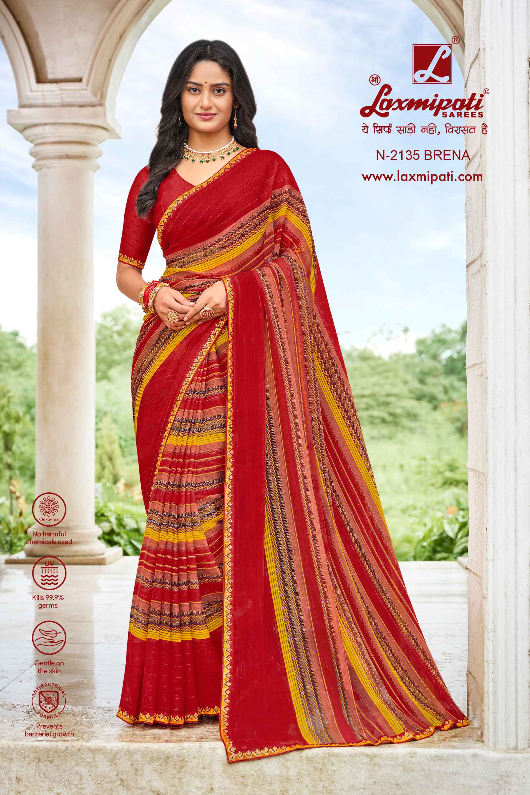 Laxmipati Diwani N-2135 Chiffon Red Saree