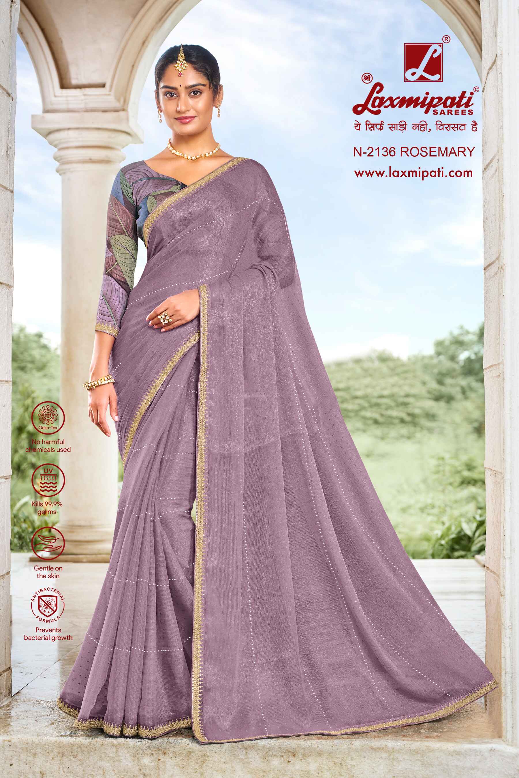 Laxmipati Diwani N-2136 Chiffon Mauve Saree