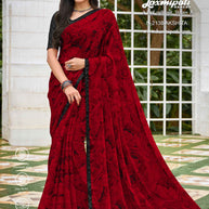 Laxmipati Diwani N-2138 Satin Chiffon Red Saree