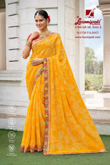 Laxmipati Diwani N-2139 Chiffon Mustard Saree