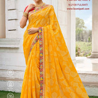 Laxmipati Diwani N-2139 Chiffon Mustard Saree