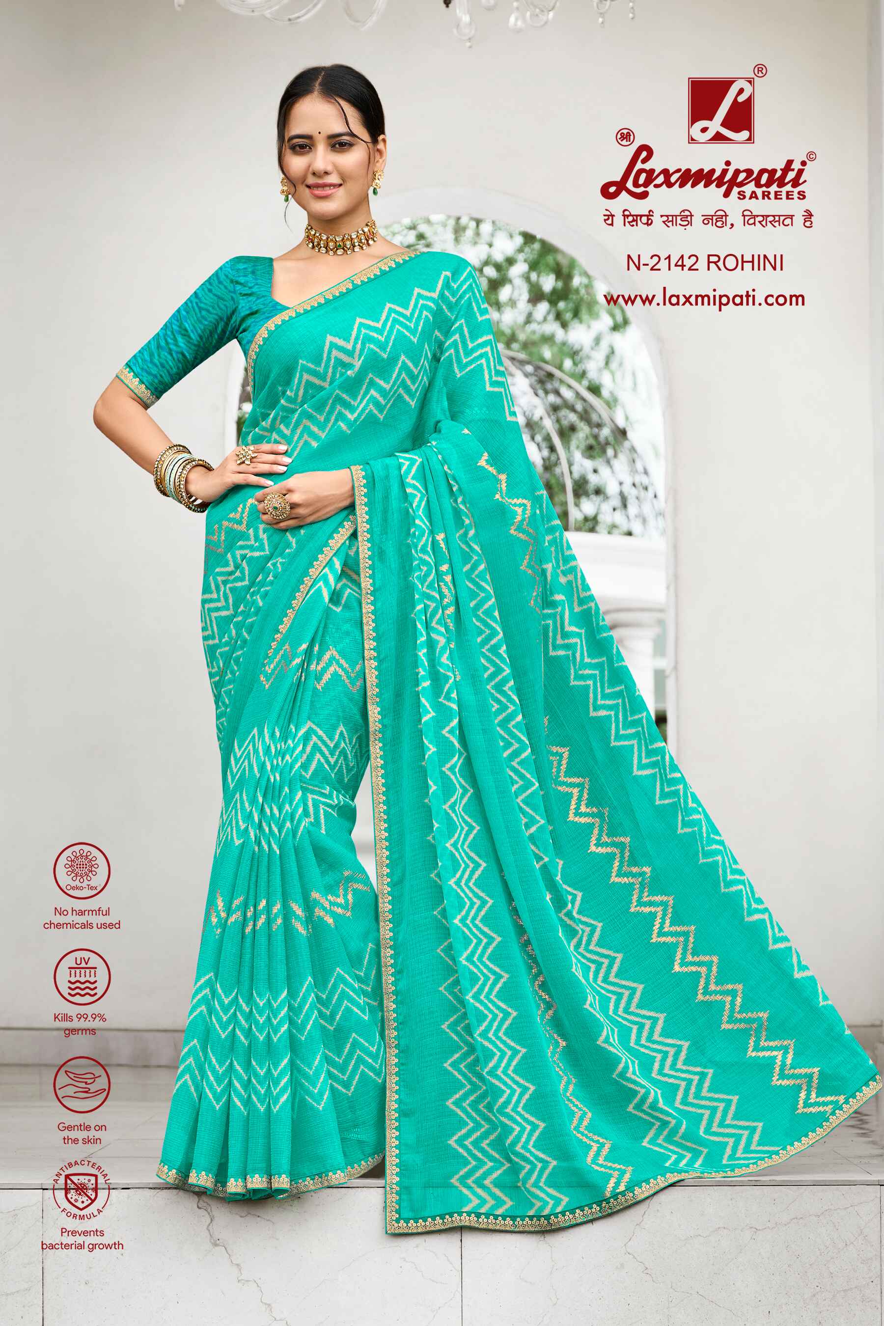 Laxmipati Diwani N-2142 Chiffon Green Saree