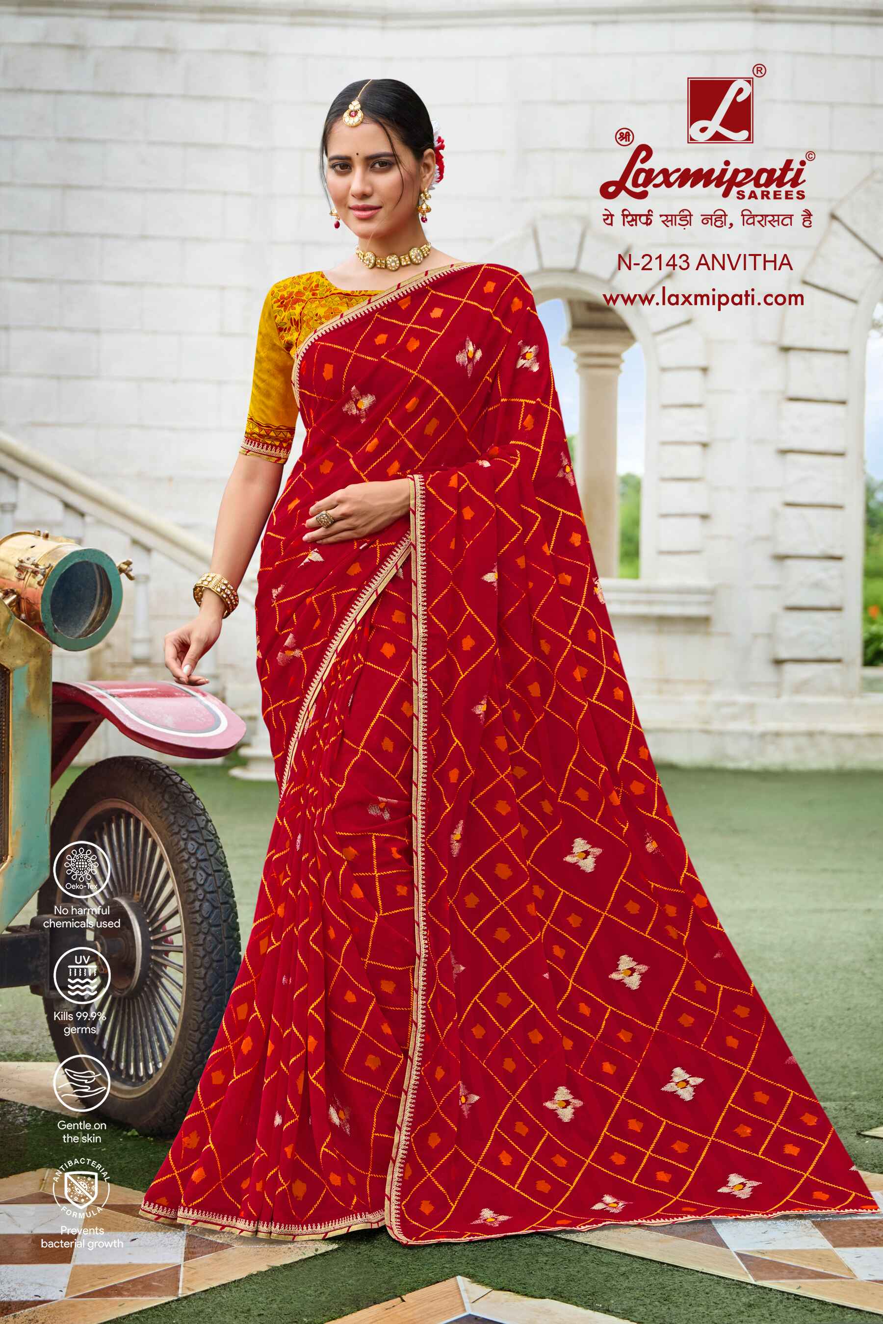 Laxmipati Diwani N-2143 Chiffon Red Saree