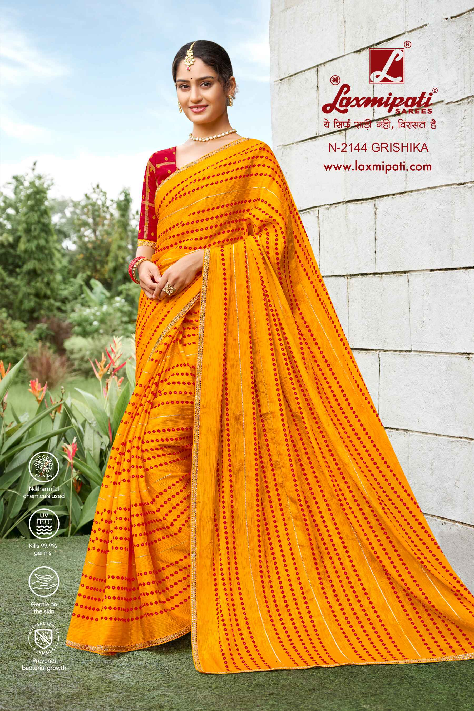 Laxmipati Diwani N-2144 Chiffon Mustard Saree