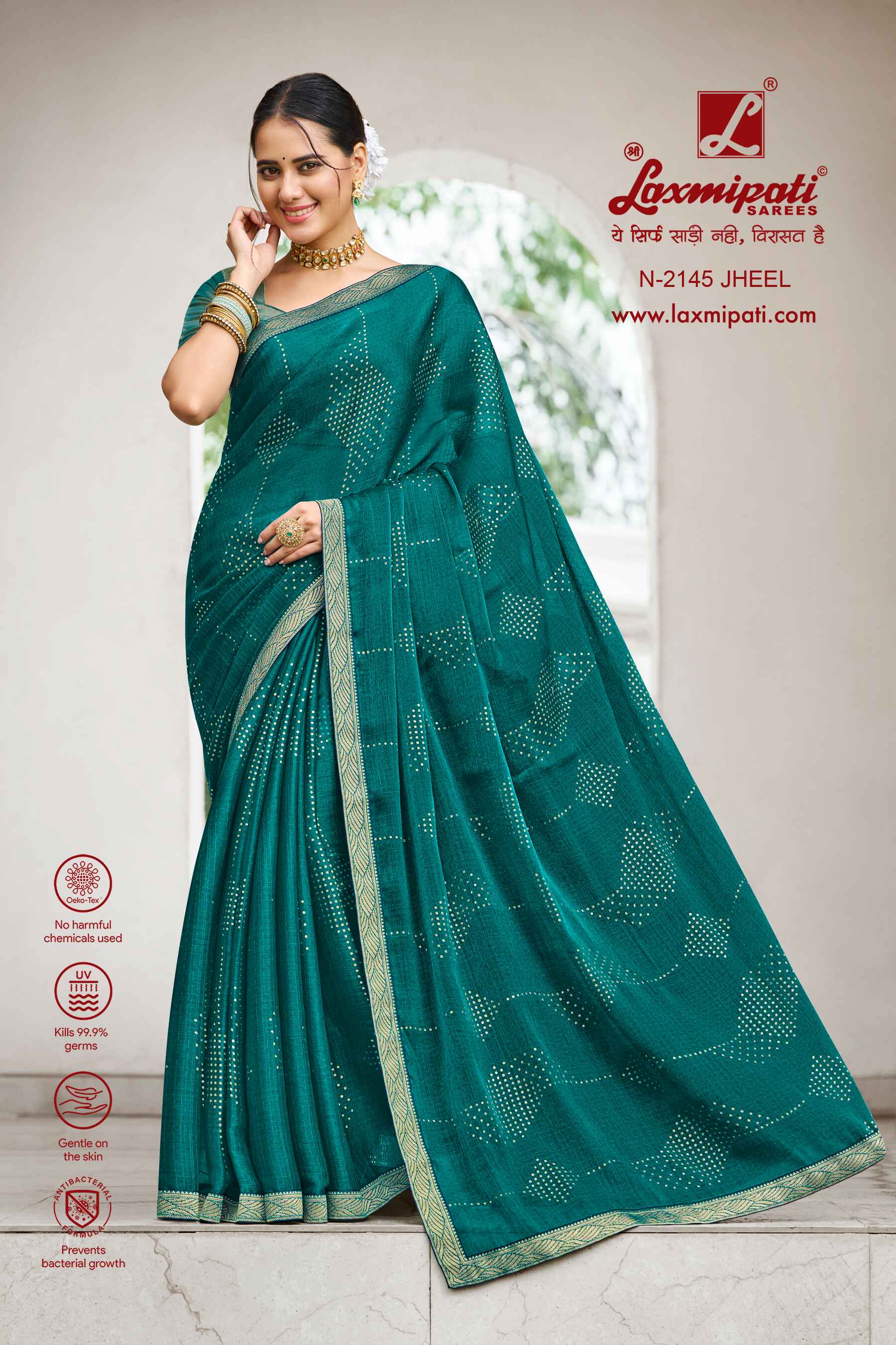 Laxmipati Diwani N-2145 Satin Chiffon Rama Saree