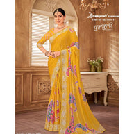 Laxmipati Chulbuli N-2152 Satin Chiffon Yellow Saree