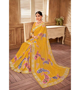 Laxmipati Chulbuli N-2152 Satin Chiffon Yellow Saree