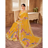 Laxmipati Chulbuli N-2152 Satin Chiffon Yellow Saree