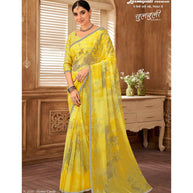 Laxmipati Chulbuli N-2155 Chiffon Yellow Saree