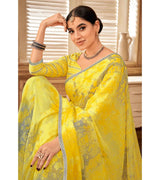 Laxmipati Chulbuli N-2155 Chiffon Yellow Saree