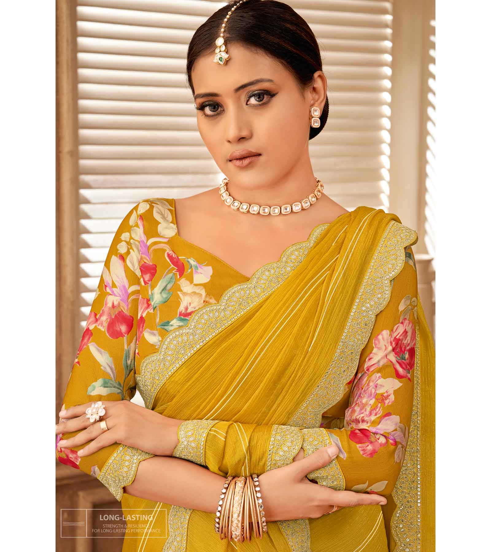 Laxmipati Chulbuli N-2158 Satin Yellow Saree