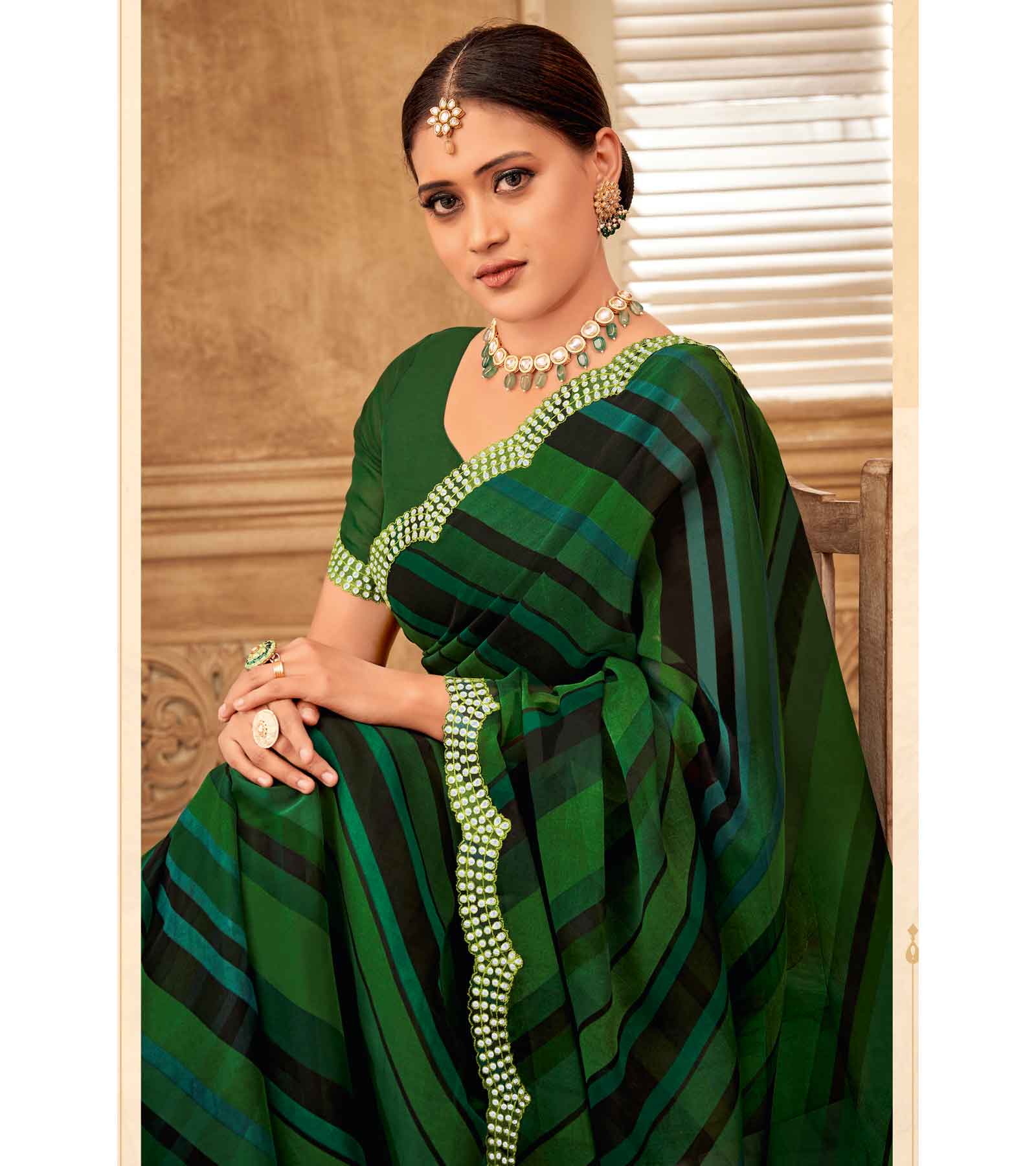 Laxmipati Chulbuli N-2159 Organza Green Saree