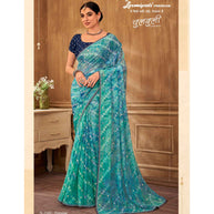 Laxmipati Chulbuli N-2160 Chiffon Viscose Blue Saree
