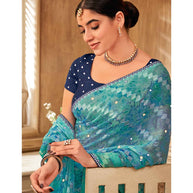 Laxmipati Chulbuli N-2160 Chiffon Viscose Blue Saree