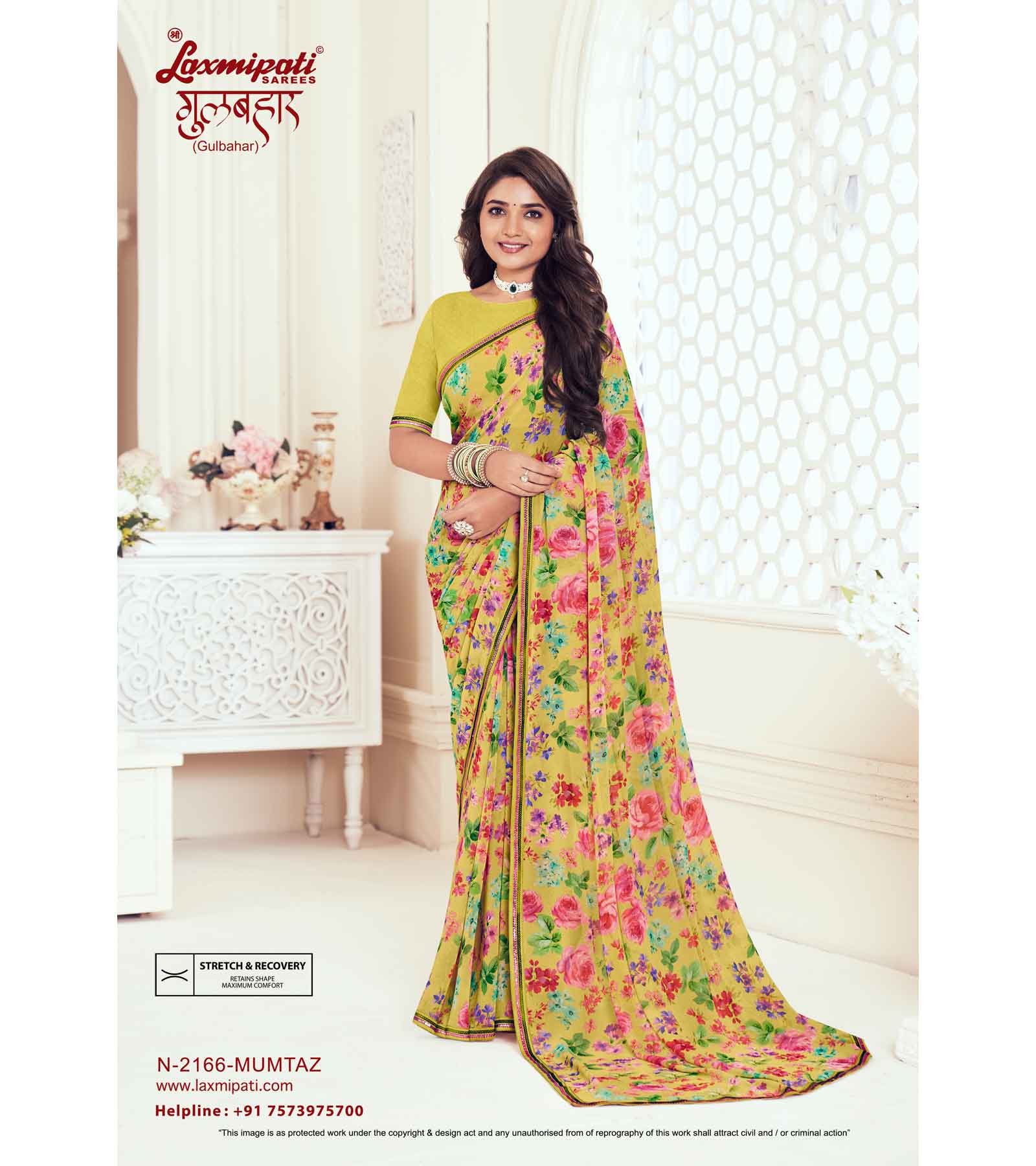 Laxmipati Gulbhar N-2166 Georgette Mustard Saree