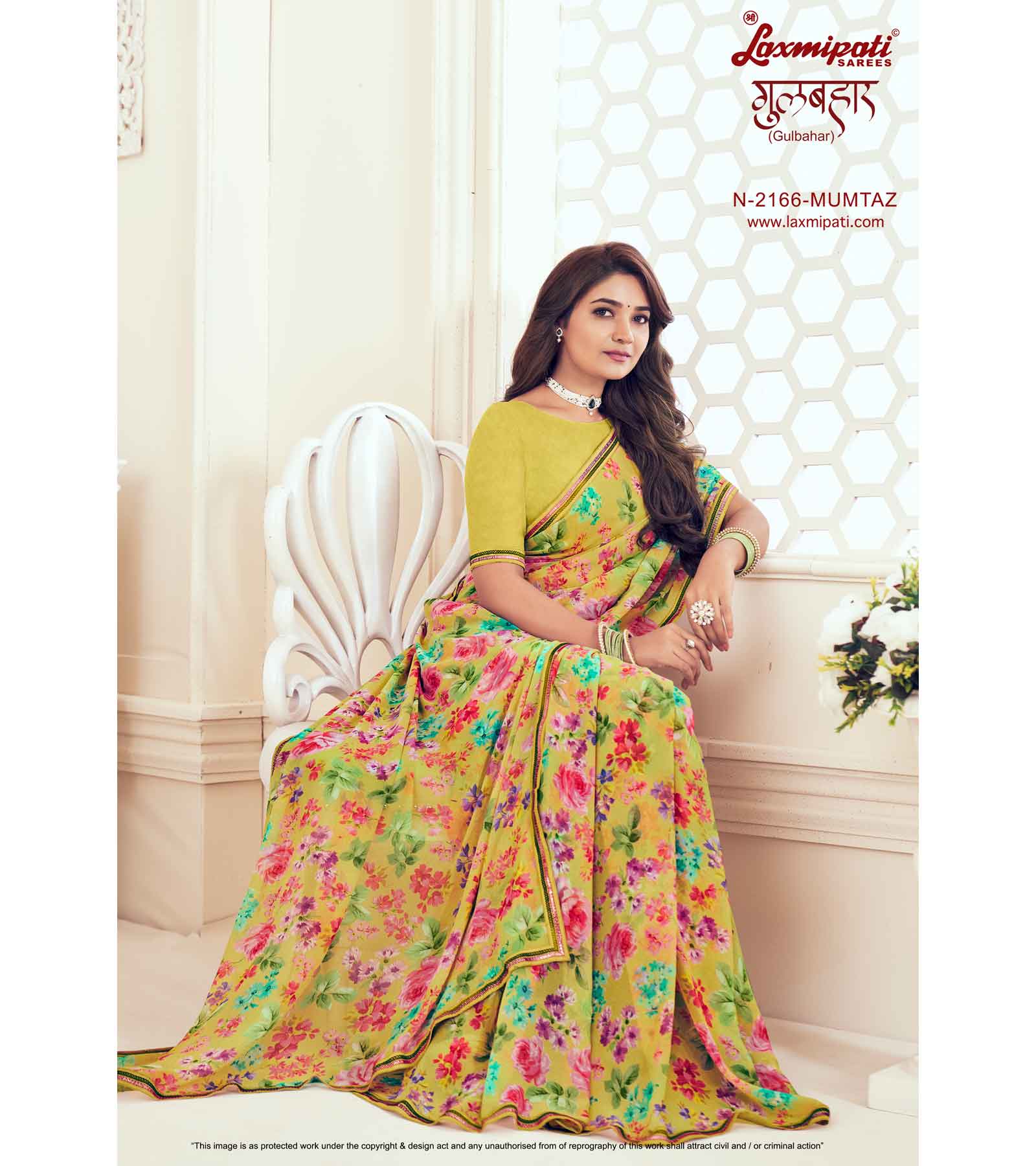 Laxmipati Gulbhar N-2166 Georgette Mustard Saree