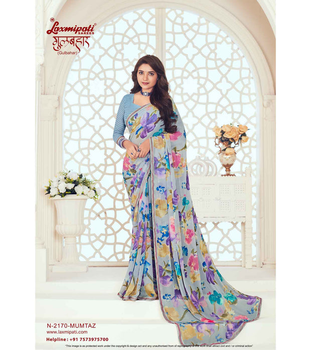 Laxmipati Gulbhar N-2170 Georgette Blue Saree