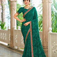 Laxmipati Rim_Jhim N-2175 Georgette Dark Green Saree