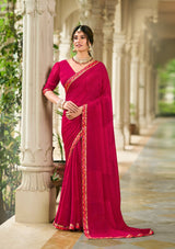 Laxmipati Rim_Jhim N-2176 Georgette Red Saree