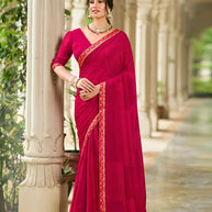 Laxmipati Rim_Jhim N-2176 Georgette Red Saree
