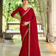 Laxmipati Rim_Jhim N-2179 Georgette Maroon Saree