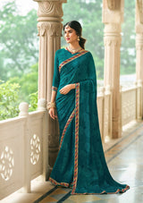 Laxmipati Rim_Jhim N-2180 Georgette Blue Saree