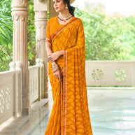 Laxmipati Rim_Jhim N-2181 Georgette Mustard Saree