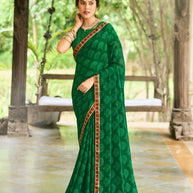 Laxmipati Rim_Jhim N-2182 Georgette Green Saree