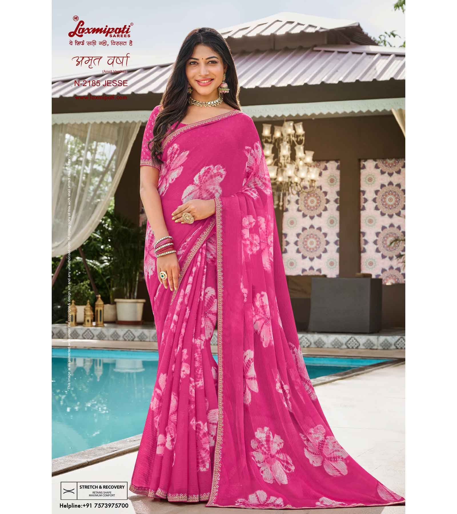 Laxmipati Amrit Varsha N-2185 Chiffon Pink Saree