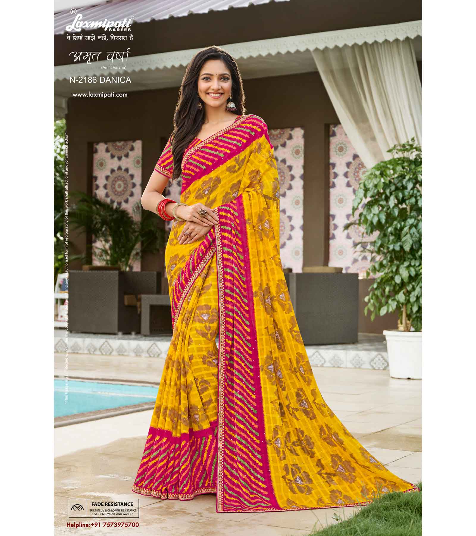 Laxmipati Amrit Varsha N-2186 Chiffon Multicolor Saree