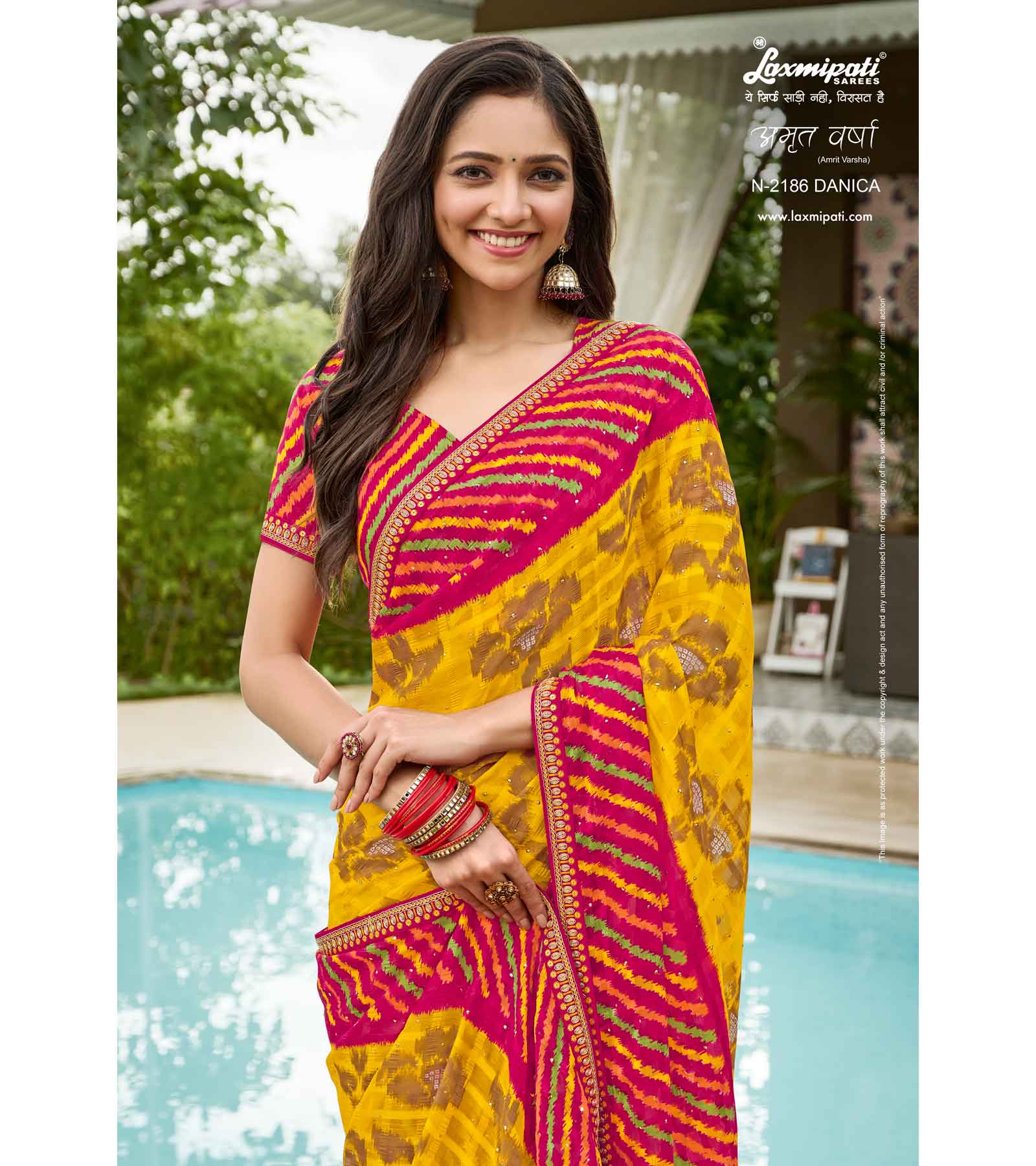 Laxmipati Amrit Varsha N-2186 Chiffon Multicolor Saree