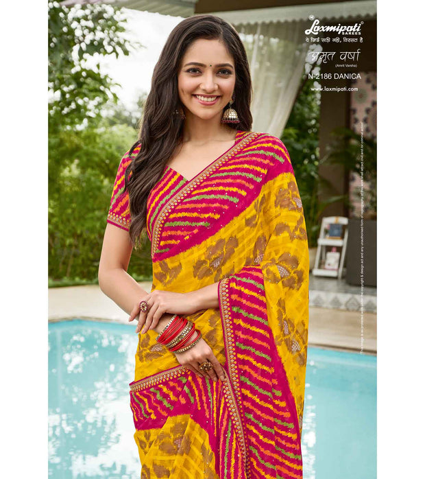 Laxmipati Amrit Varsha N-2186 Chiffon Multicolor Saree