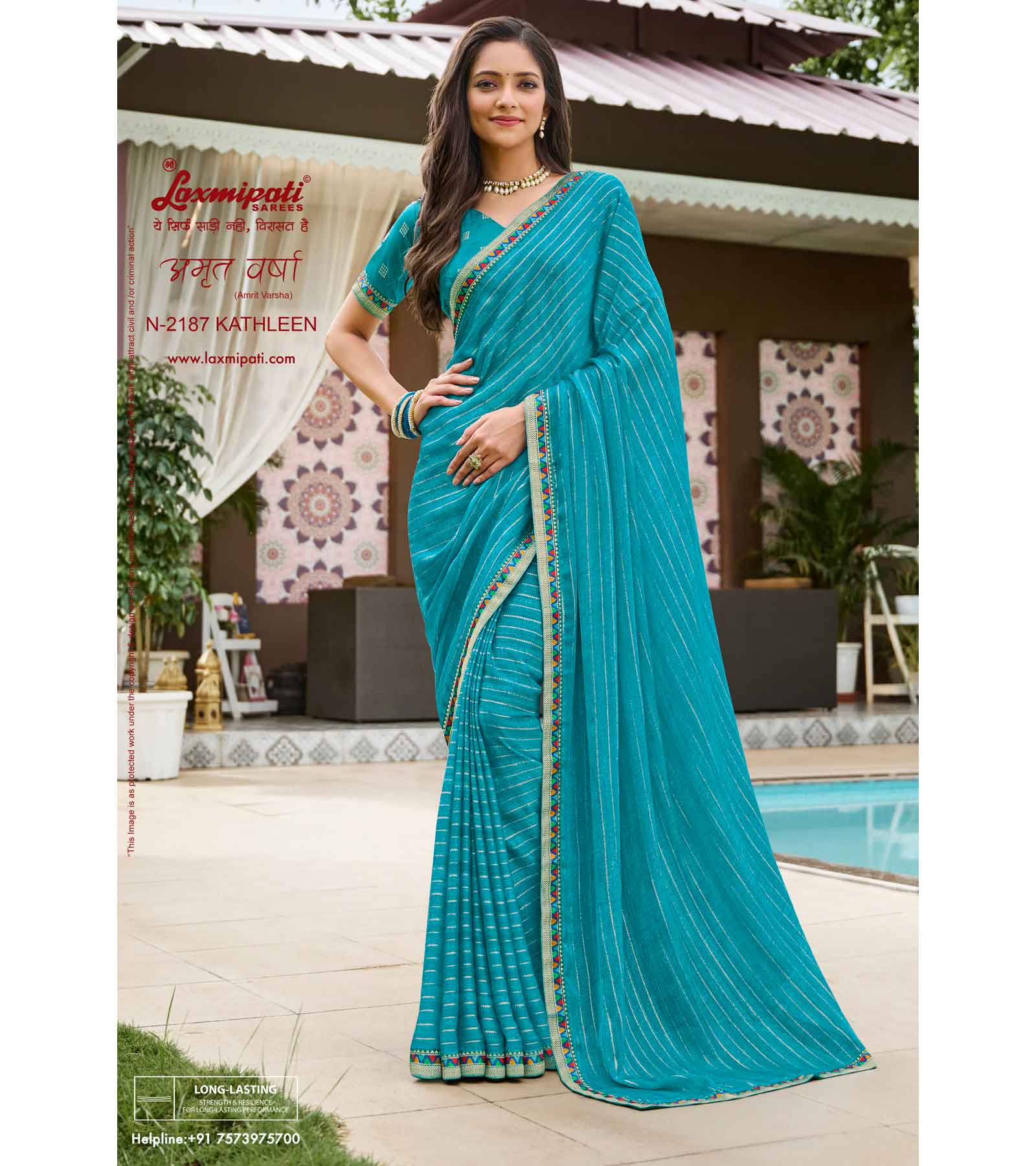 Laxmipati Amrit Varsha N-2187 Chiffon Blue Saree