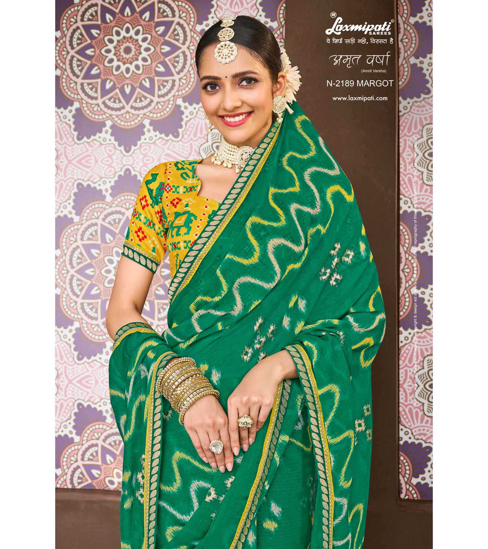 Laxmipati Amrit Varsha N-2189 Chiffon Green Saree