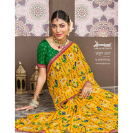 Laxmipati Amrit Varsha N-2190 Chiffon Yellow Saree