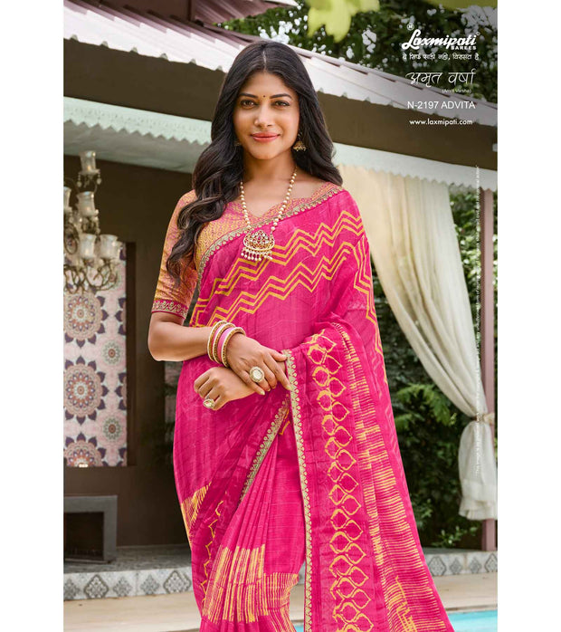 Laxmipati Amrit Varsha N-2197 Chiffon Pink Saree