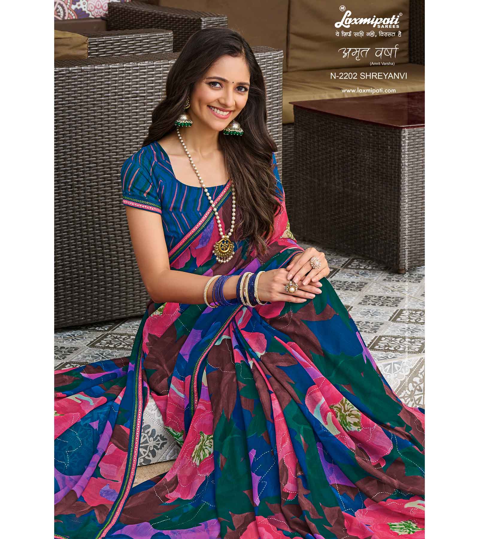 Laxmipati Amrit Varsha N-2202 Slub Multicolor Saree