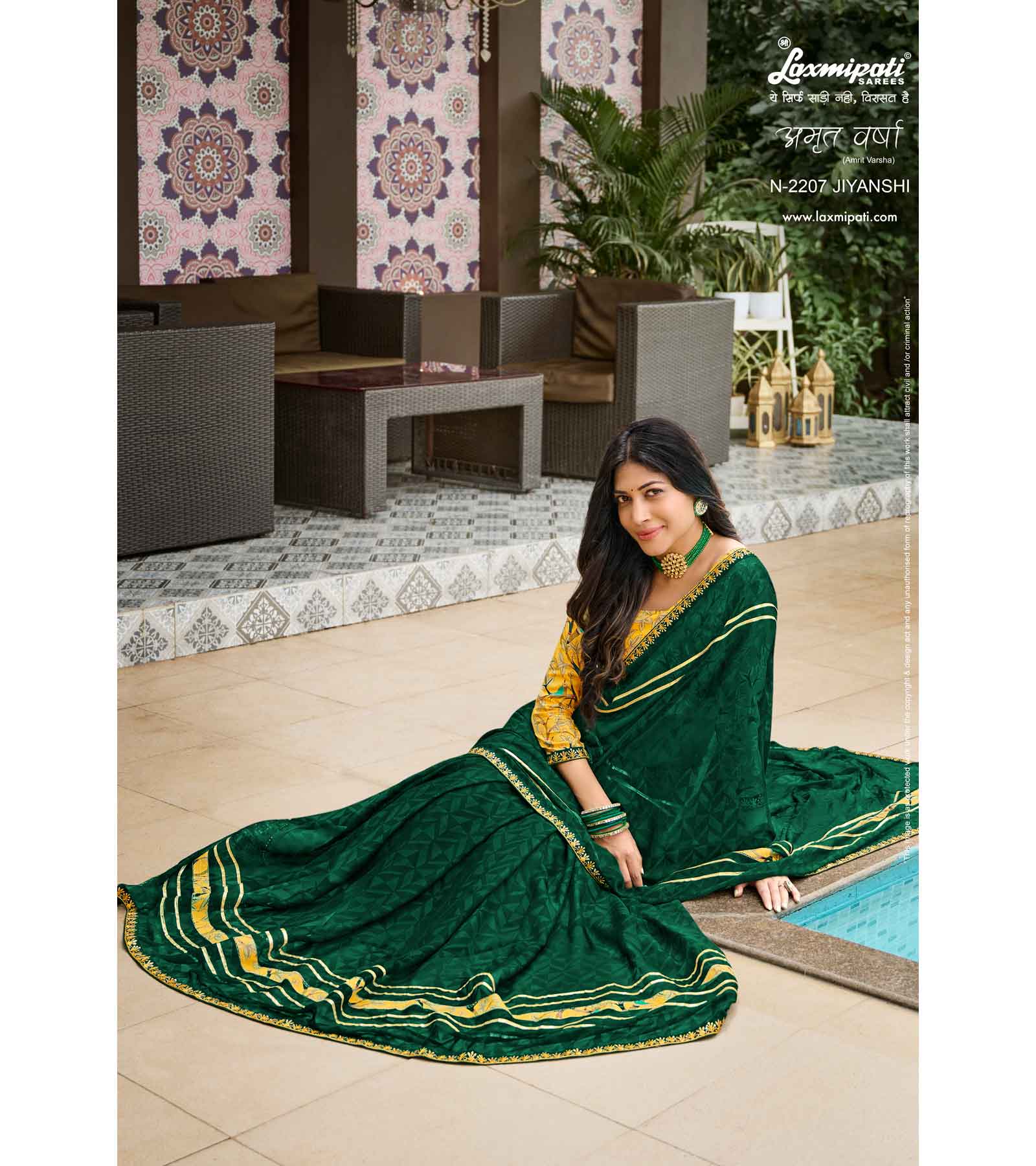 Laxmipati Amrit Varsha N-2207 Chiffon Green Saree