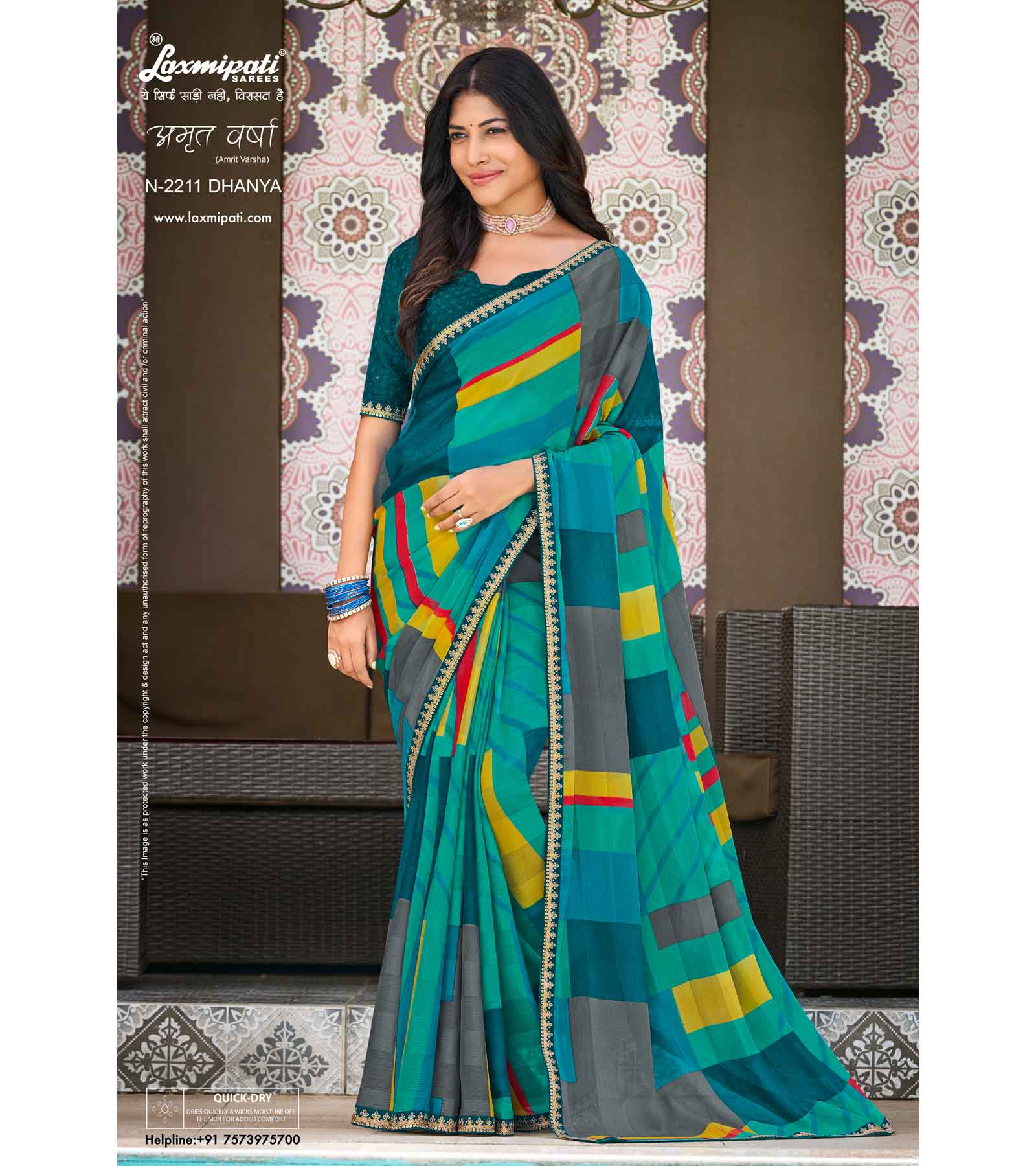 Laxmipati Amrit Varsha N-2211 Satin Multicolor Saree